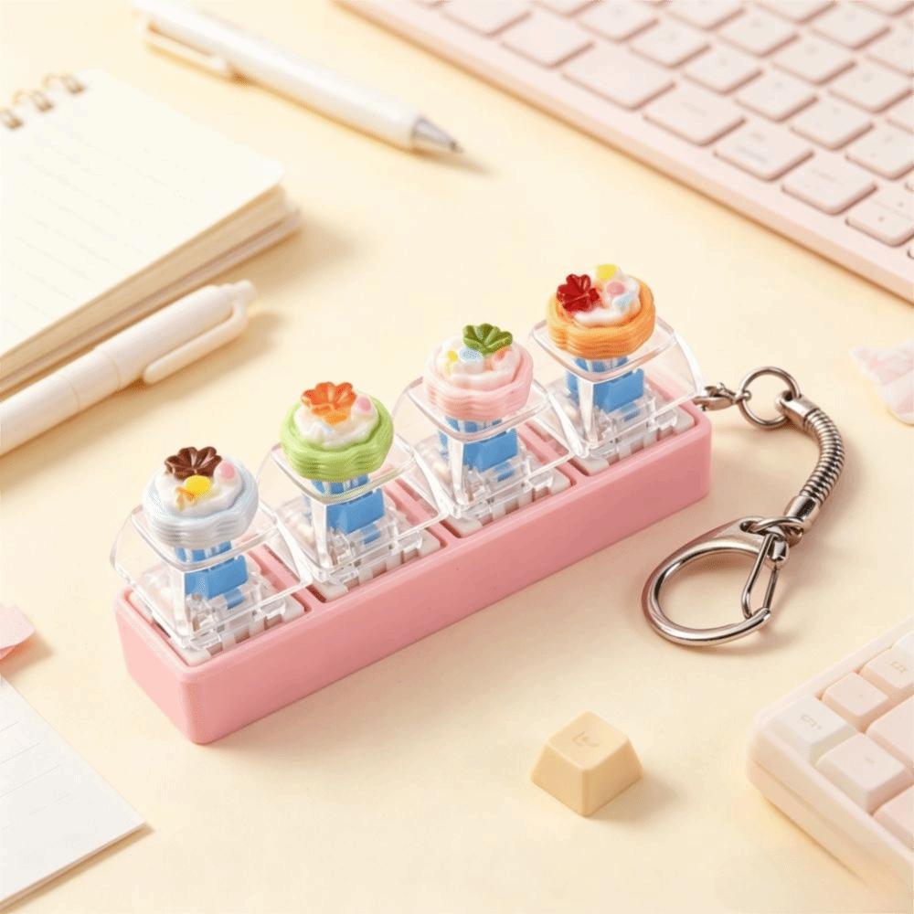 Zeitvertreib Keycap Fidget Schlüsselanhänger Mechanischer Klick-Knopf Keycap Schlüsselanhänger Tägliche Nutzung
