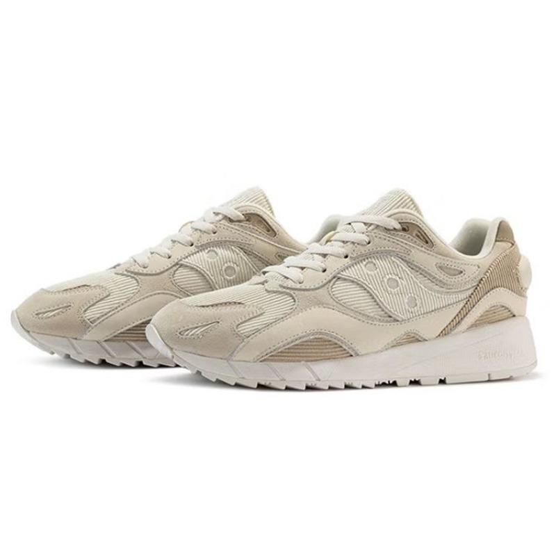 Saucony Dow 6000X unisex low-top retro casual running shoes khaki brown cushioned slip-resistant wear-resistant fabric leather upper S79027-1