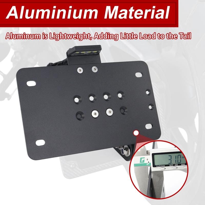 1 Set Universal Side Mount Motorcycle Registration Number License Plate Holder Bracket With LED Light Fender Eliminator
