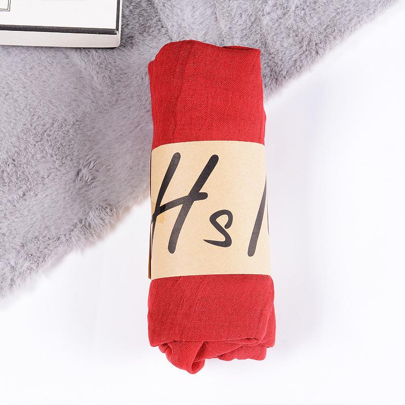 2022 Women's Cotton & Linen Candy Color Neck Scarf – Soft, Solid Hue Gift Scarf