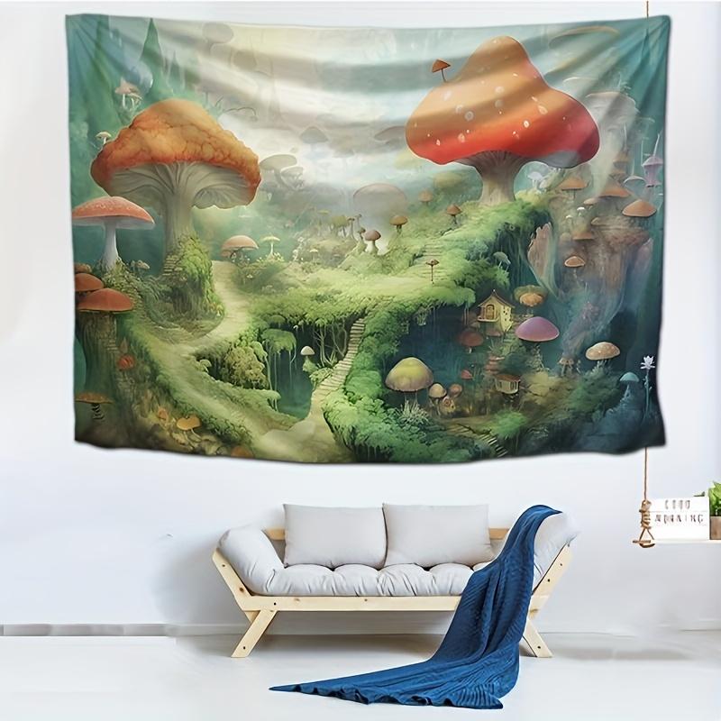 Enchanted Forest And Mushroom Tapestry - Nature-Inspired Wall Hanging For Living Room, Bedroom Decor - Magical Home Decoration