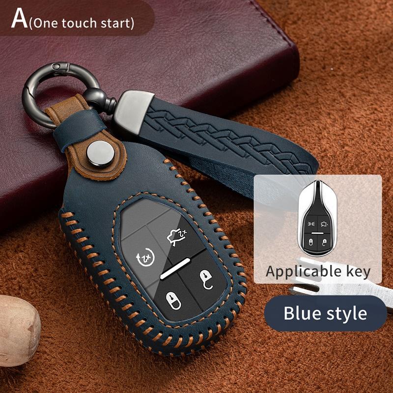 Auto Key Fob Cover Fit For Maserati Levante Ghibli Quattroporte Gt Granturismo Grancabrio Genuine Leather Case Housing Remote Protector Auto