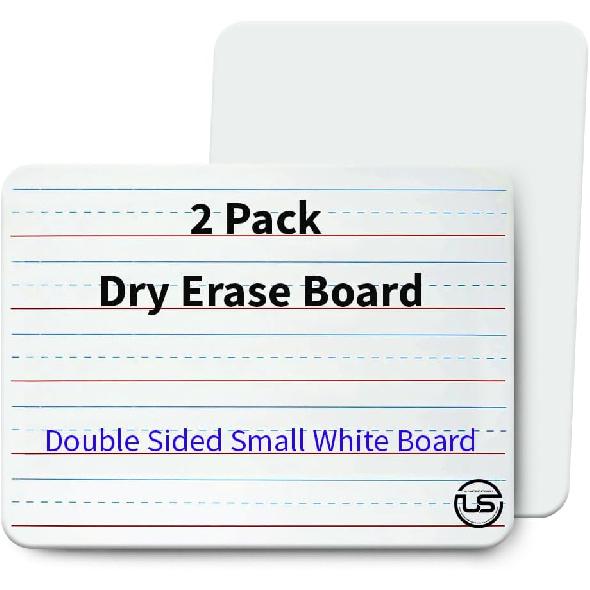 Small White Board 9X12, Small Dry Erase Board 2 Pack Whiteboard Dry Erase Double Sided with Lines Mini Whiteboard, Lapboard Ideal for Homeschool, 2 Pack - Ruled/Blank