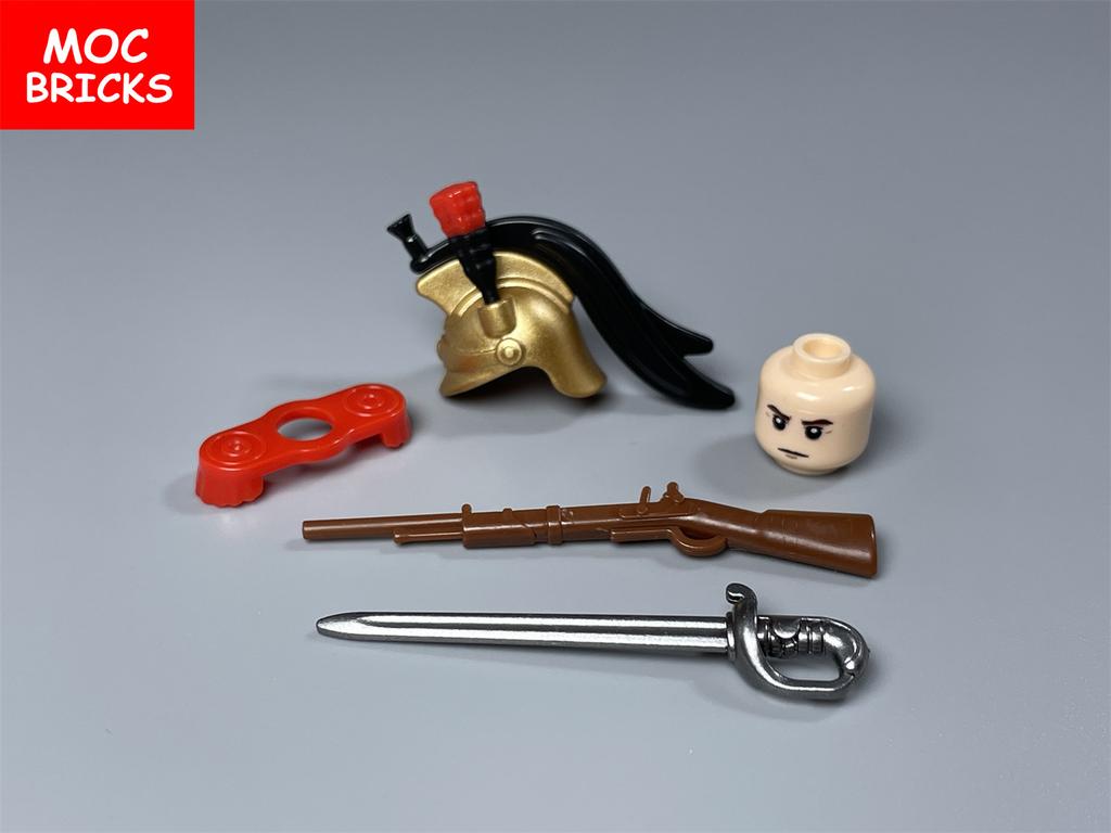 MOC Bricks Military Figures Napoleonic Wars Series Building Blocks Medieval French Dragoon British Soldiers Weapons Bricks Toys