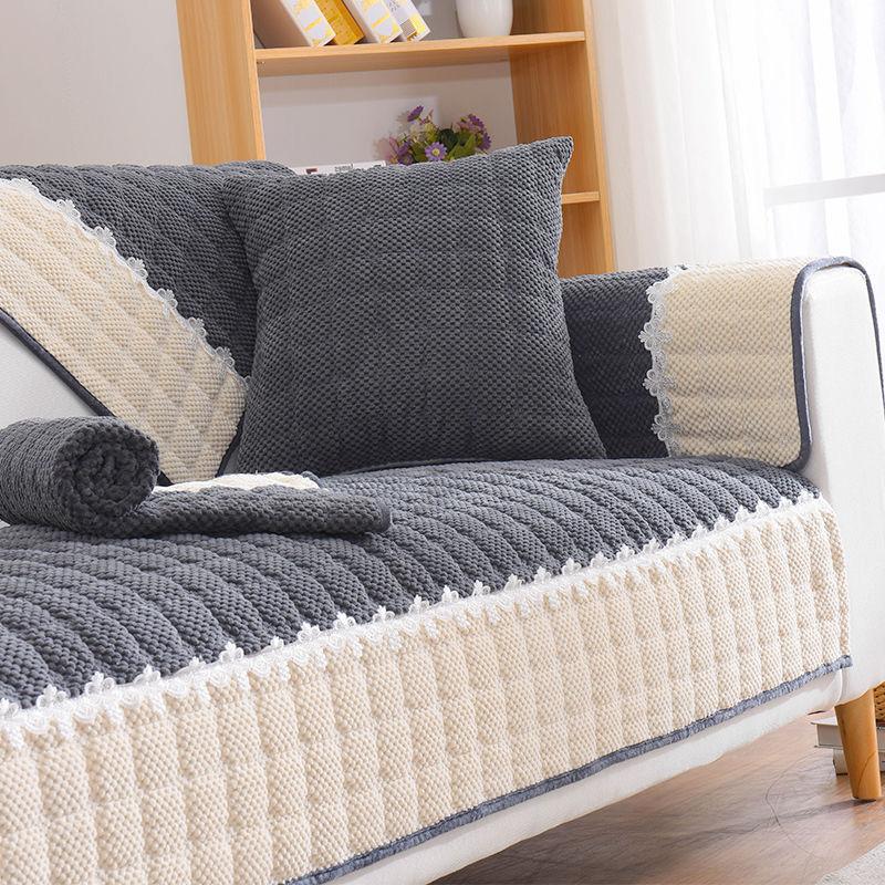Winter Cushion Universal Sofa Cushion Non-Slip Fabric Modern Minimalist Nordic Plush All-Inclusive Sofa Cover Cover