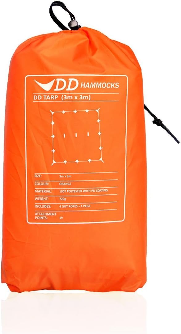 

DD Hammocks DD Tarp 3x3 Square Water Resistant 3000mm Perfect Tarp for Hammock Fly (Sunset Orange) [Used]