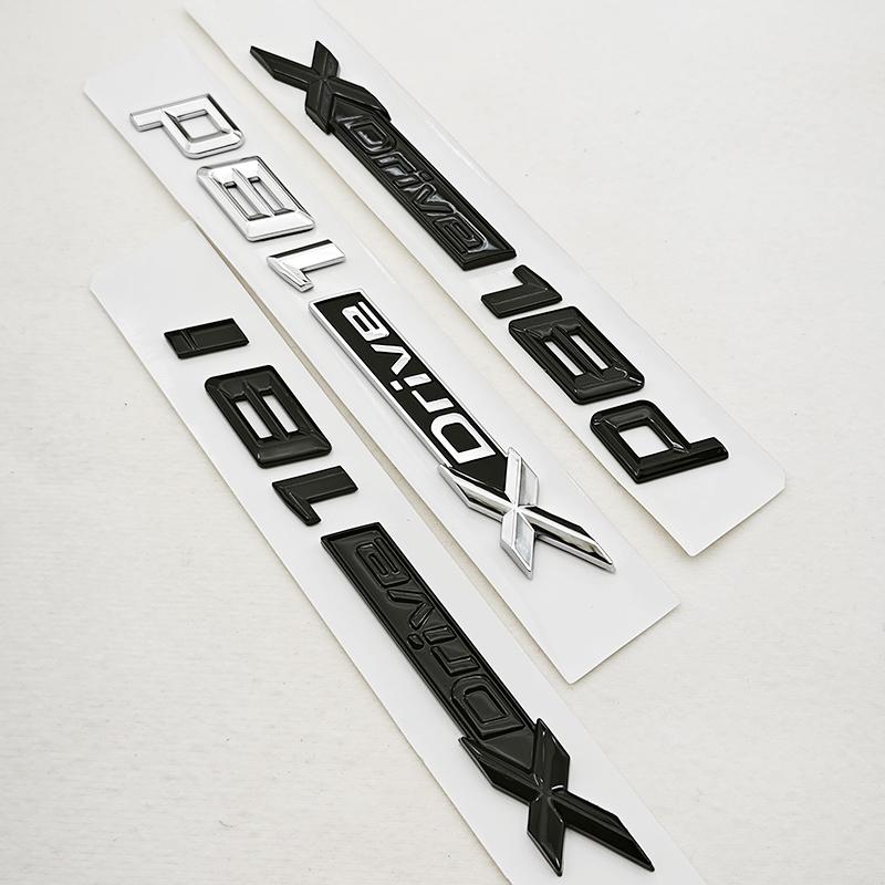 3D ABS Car Rear Trunk Badge Side Fender Emblem Logo XDrive 18i Sticker For BMW X1 F48 X Drive 18i Auto Exterior Accessories