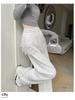 Women's High-Waisted Lace Patchwork Wide-Leg Sweatpants for Spring/Summer