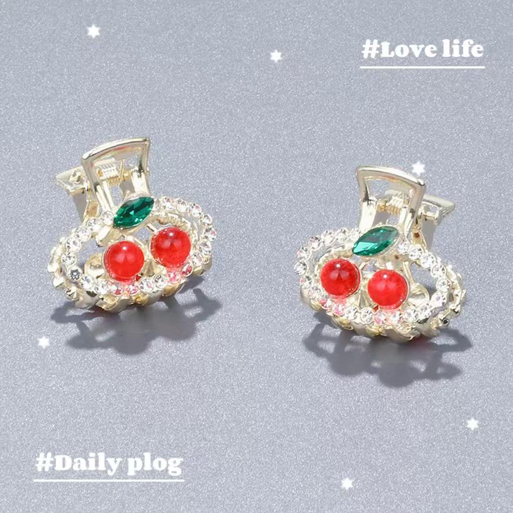 Exquisite Christmas Cherry Mini Claw Hair Clips Set