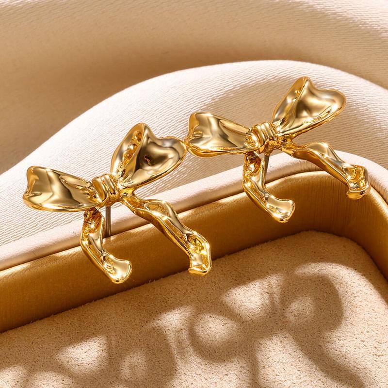

Minimalist Cute Small Bowkont Stud Earrings for Women Trendy Gold Plated Y2K Bow Earrings Piercing Ear Accessories Jewelry Gift