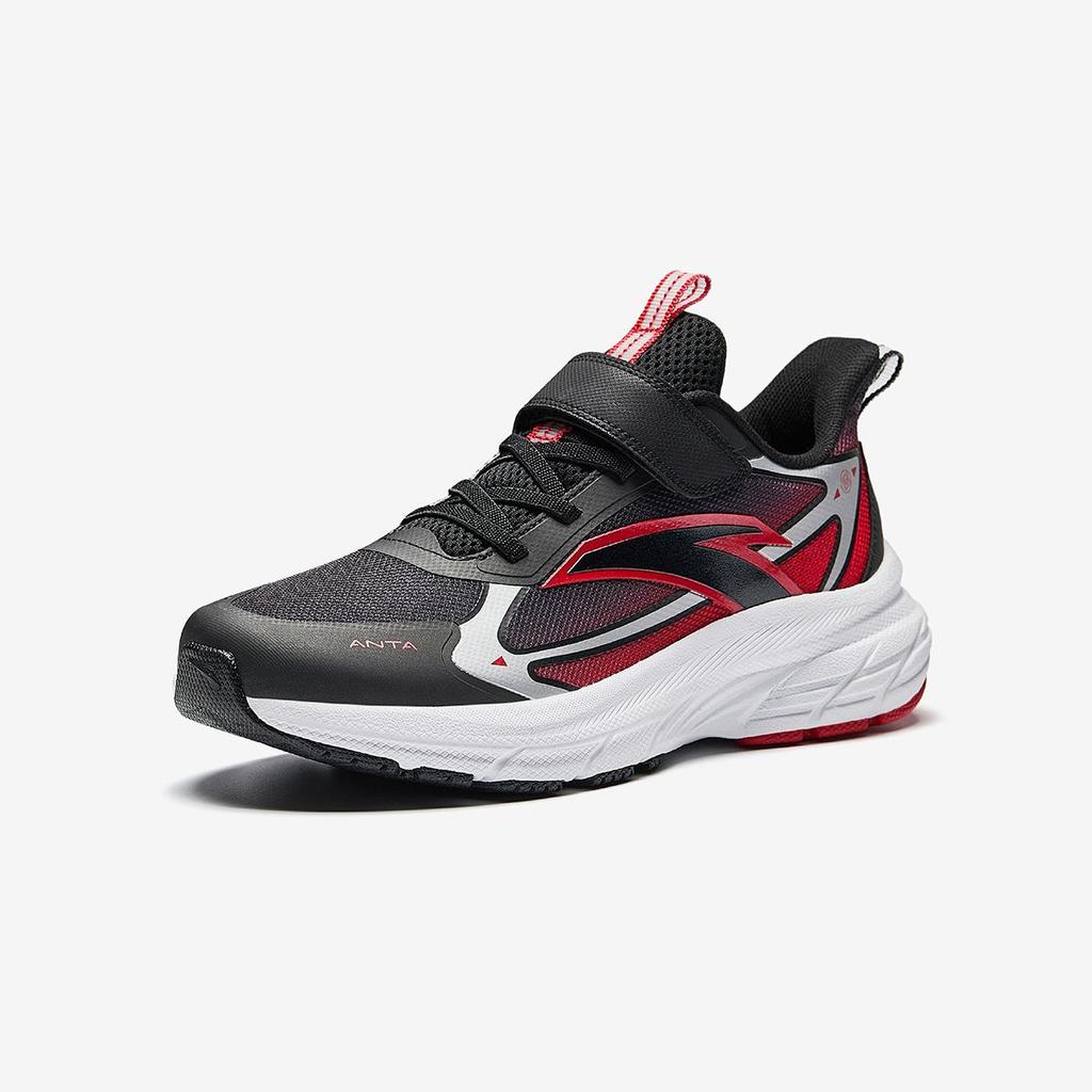 Anta Kids Soft Comfortable Lightweight Velcro Low-Top Running Shoes Kids sneaker Black Classic-Red 312445536-3