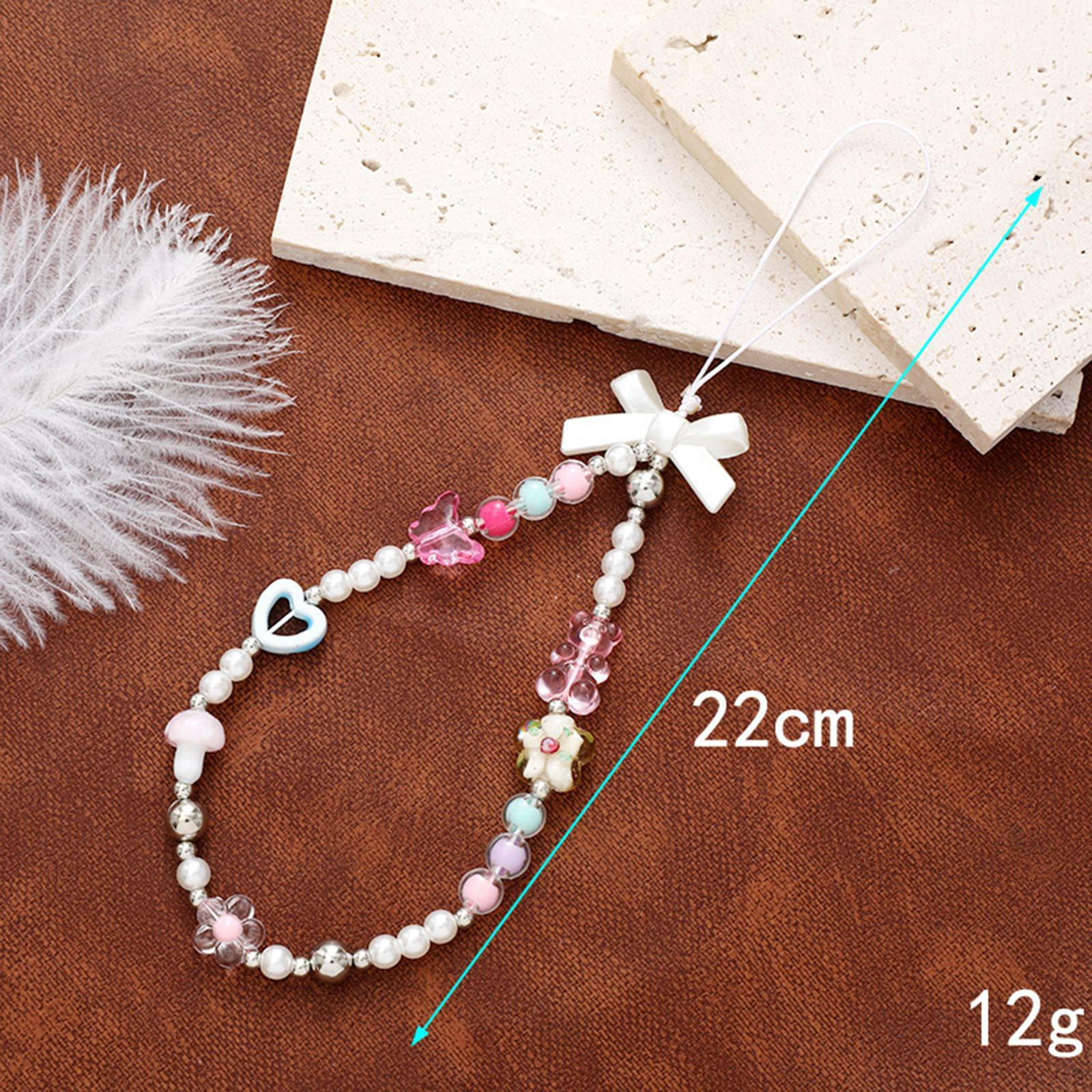 

Beaded Phone Case Wrist Strap Fashion Chain Jewelry Key Chains Ideal Gift Keyring Bangle With Cartoon Bear