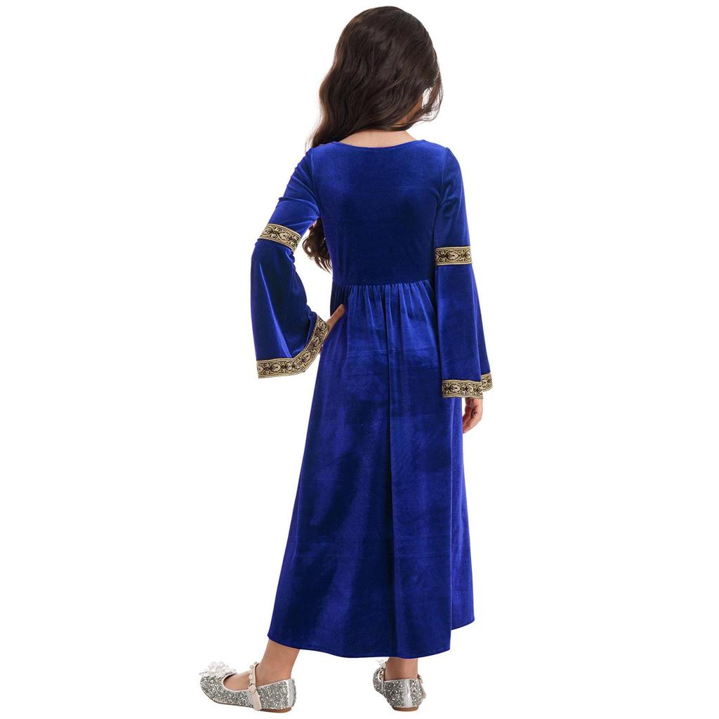 Girls Medieval Princess Costume Renaissance Costume Robe Retro Gown Dress for Halloween Cosplay Dress Up