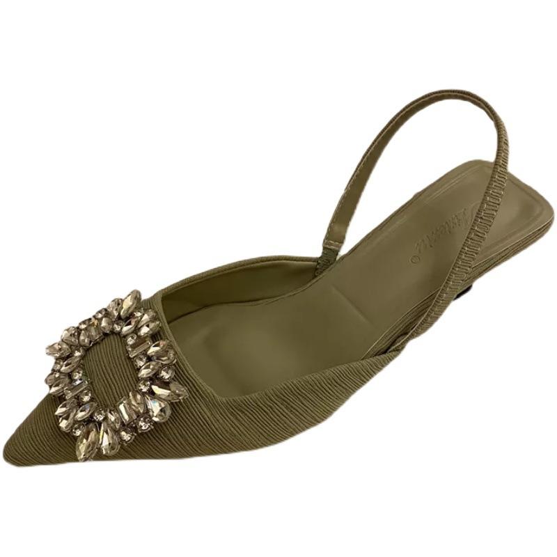 Szpiczasta kwadratowa klamra cyrkonie sandały na wysokim obcasie puste wysokie obcasy pojedyncze buty damskie do dojazdów ślubne buty torebka głowa