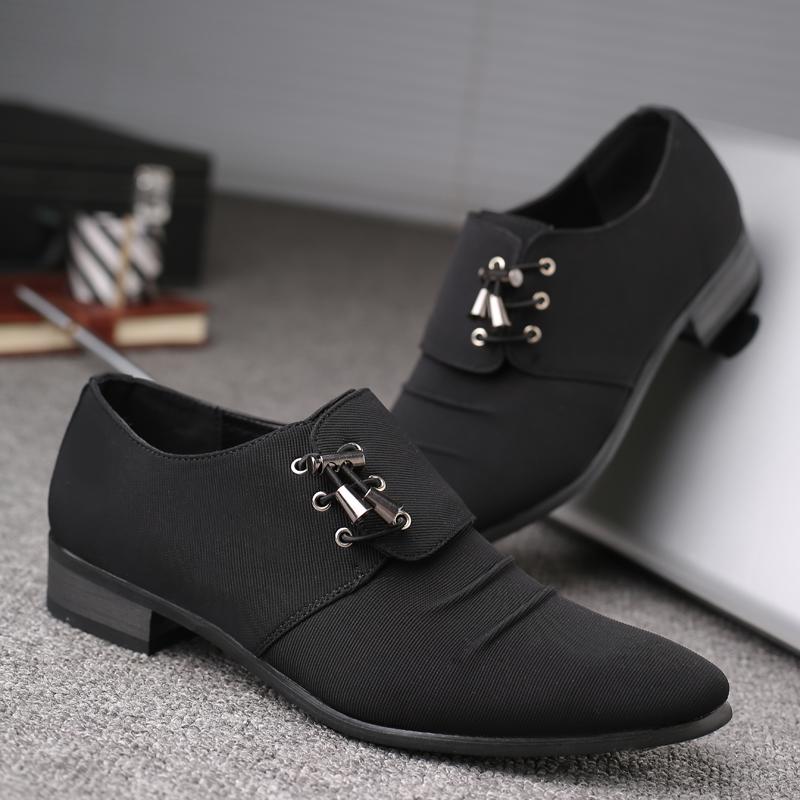 

Британские мужские кожаные туфли с острым носком, повседневная обувь JZ-28102 44 чёрный