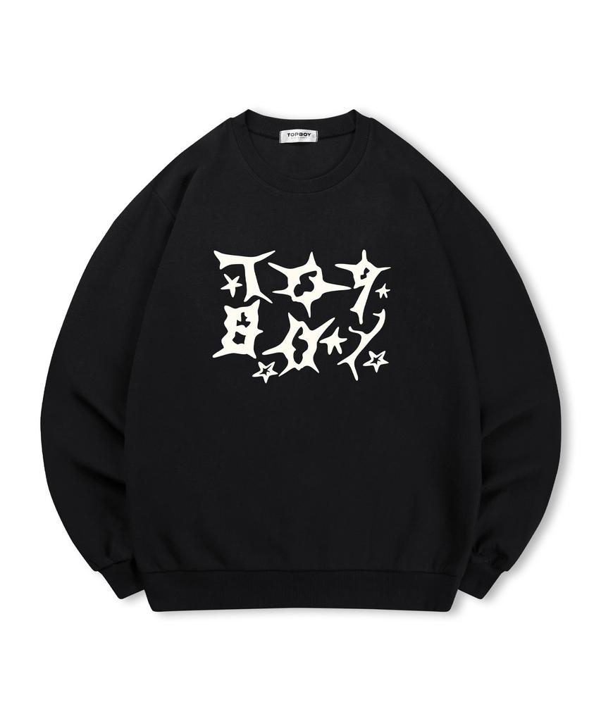 TOPBOY [Non-Fleece Or Fleece-Lined] Star Of Thorns Printed Sweatshirt (Type A)