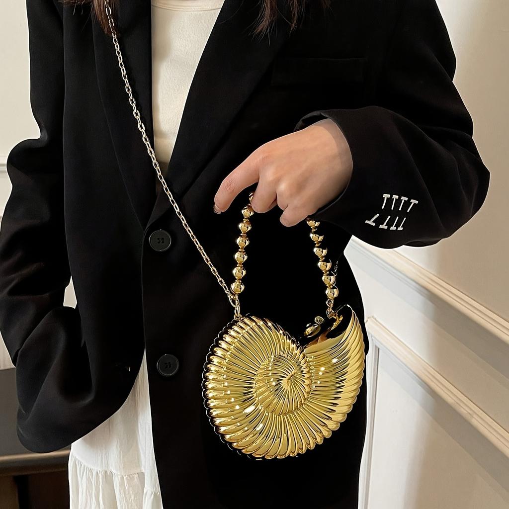 Summer-Themed Handbag Shaped Like a Conch, Perfect for Parties And Evening Events