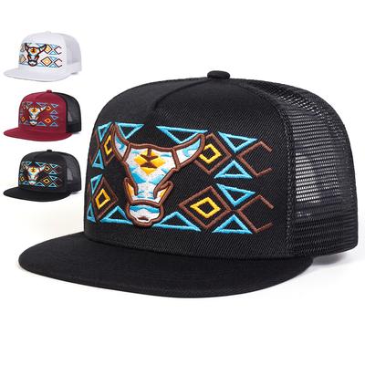 Unisex Ox Head Embroidery Hip-hop Net Hats Spring And Summer Outdoor Adjustable Sports Casual Baseball Caps Sunscreen Hat