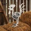 Realistische Tierknochen Halloween Hahnenstatue, Harz Hühnerknochen Figur für Hof Rasen, Lebensgroß Gruselige Außen Garten Dekoration Spukhaus