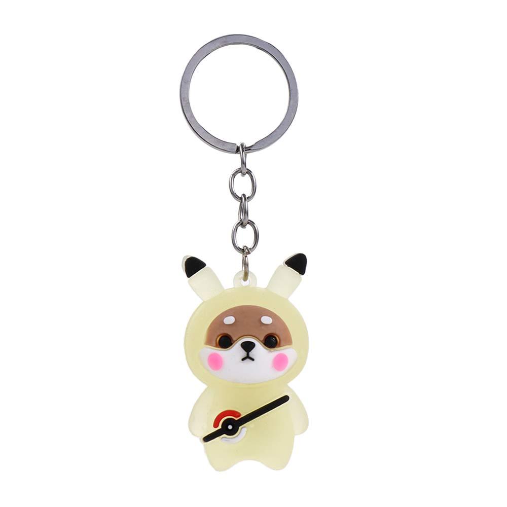 

Cute Boy Girl Shiba Inu Shoulder Bag Bear Pendant Flashing Light Keychain Key Rings Pendant Keychain жовтий