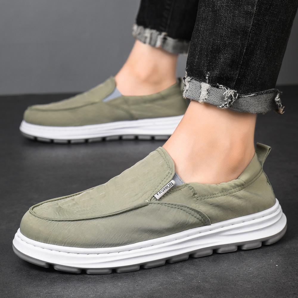 

Новая дышащая обувь из ледяного шелка, мужская обувь, летняя обувь из ткани старого Пекина, легкая обувь для активного отдыха и досуга, модная обувь на одной педали 44 зелёный