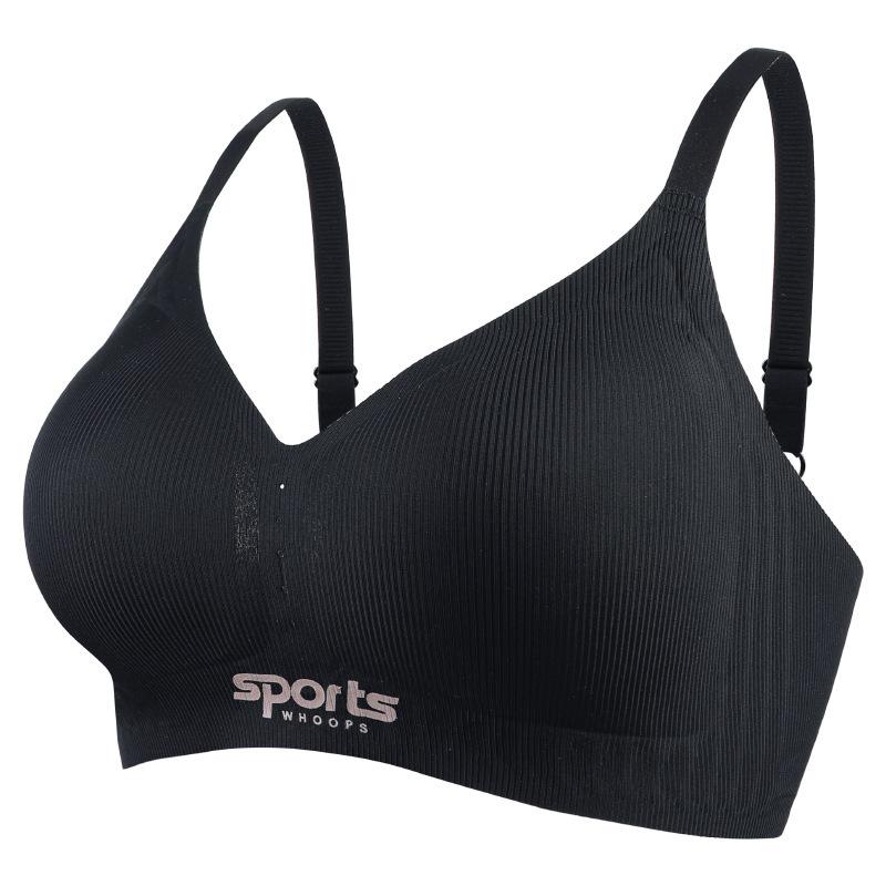 

Large Size Bra Women s Seamless Bra Women s Gathering Bra No Steel Ring Bra Restrained Breast Anti Sagging Thin Bra M чорний