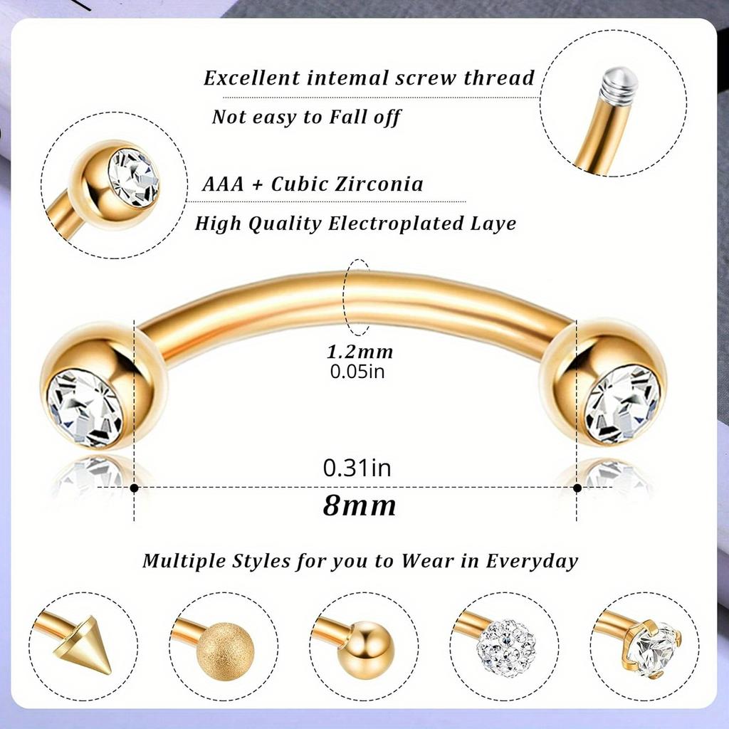 Drperfect 1 st Rostfritt Stål Rook Läppring Brosk Daith Tragus Ögonbryn Piercing Smycken Hypoallergen