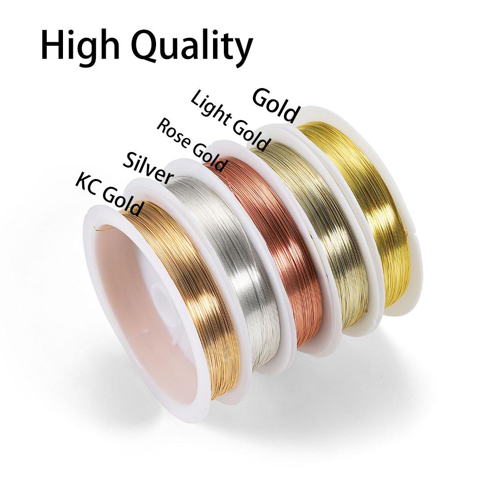 1Roll Gold Color Copper Wire 0.2/0.3/0.4/0.5/0.6/0.7/0.8/1.0mm Beading Cord DIY for Jewelry Making Accessories Wholesale