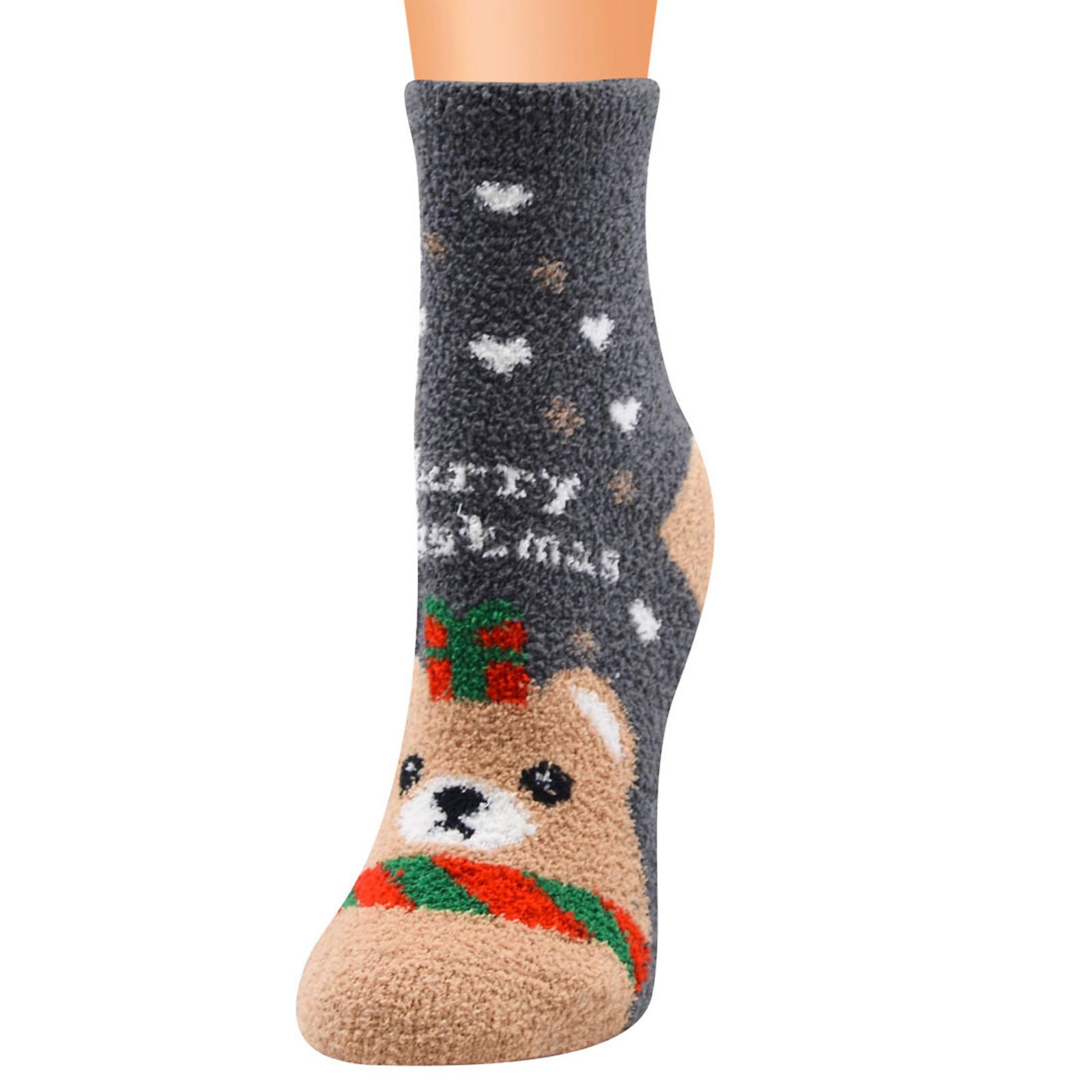 

Christmas Women Coral Socks Print Thicker - Floor Carpet Socks