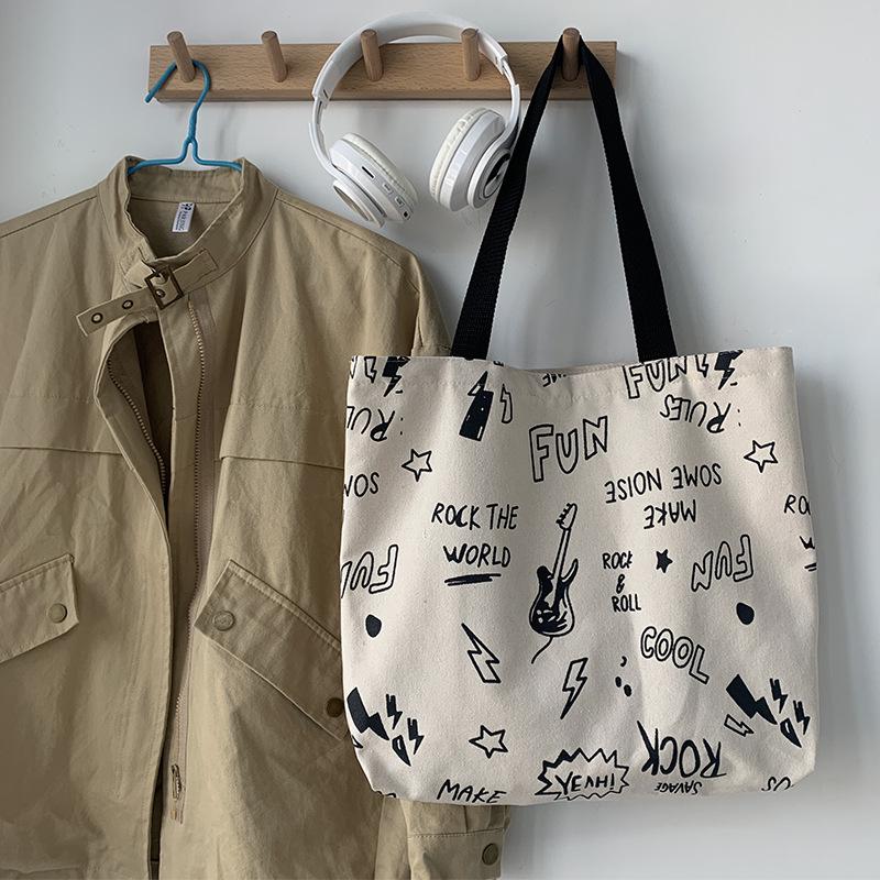 New Canvas Shoulder Bag - Women's Large Capacity Retro Ulzzang College Bookbag for Autumn/Winter