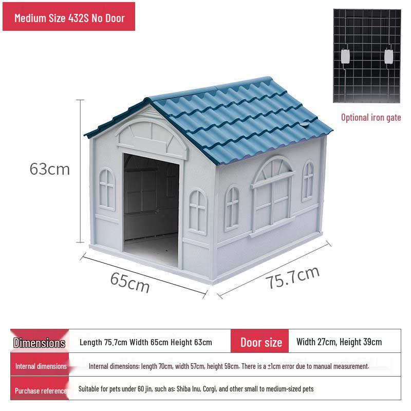 Xinding Rainproof & Windproof Outdoor Plastic Dog Kennel - Winter Dog House for Medium to Large Dogs