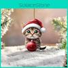 Cat Christmas Hat Car Hanging Decor Acrylic Pendant Tree Ornament Travel Holiday