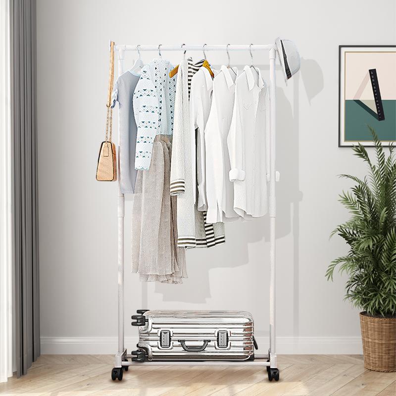 Double Clothes Rack Metal Heavy Duty Clothing Rack Rolling Closet Organizers And Storage Multi-Functional Wardrobe Space Saver
