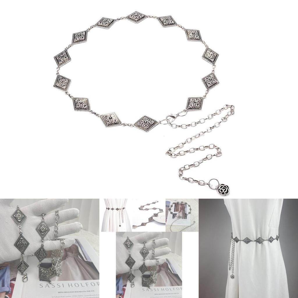 Fashionable Vintage Silver Chain Waist Belt With Floral Design For Women 2023 Trend