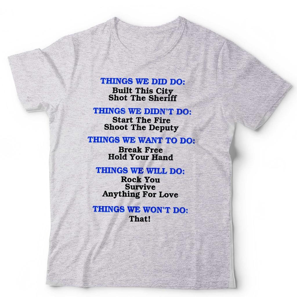 Grappig Muziektekst T-shirt Unisex Rock Pop Songtitels Muziekliefhebber Cadeau Grafisch