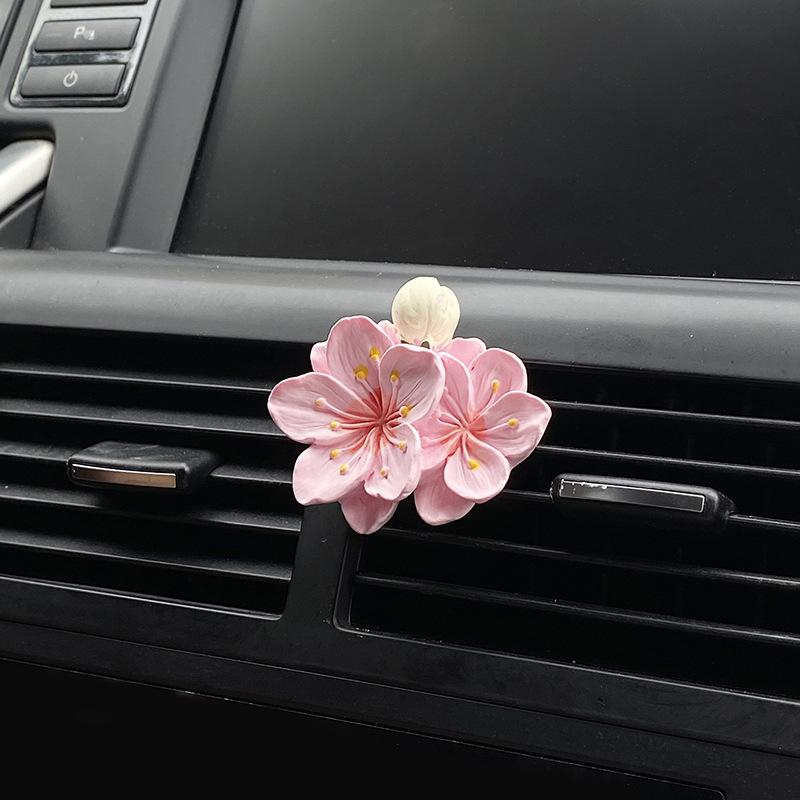Car Perfume Clip Flower Air Outlet Car Air Freshener Peach Blossom Aroma Diffuser Car Decoration Accessories Fresh Air
