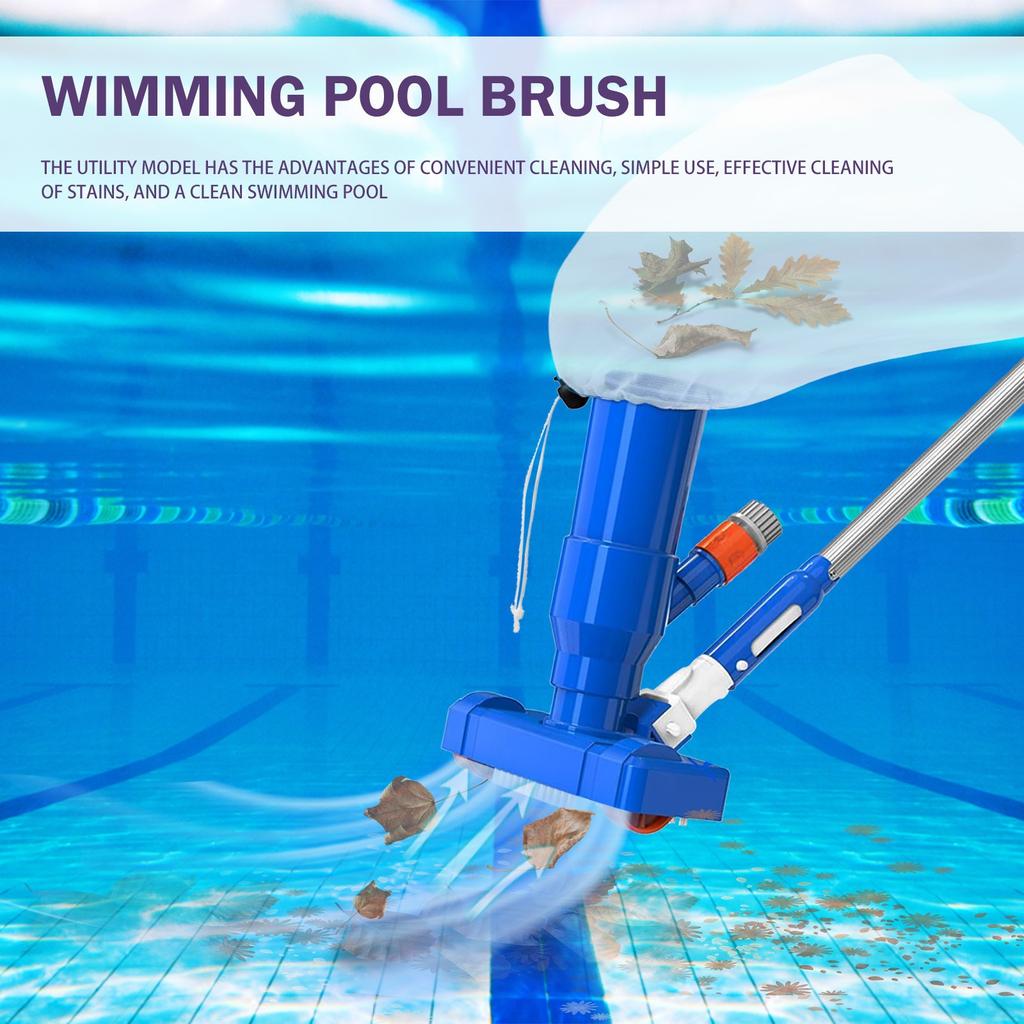 Pool Vacuum Jet Cleaner Kit with Telescopic Pole, Brush Head, and Leaf Bag for Above Ground Pools and Spas