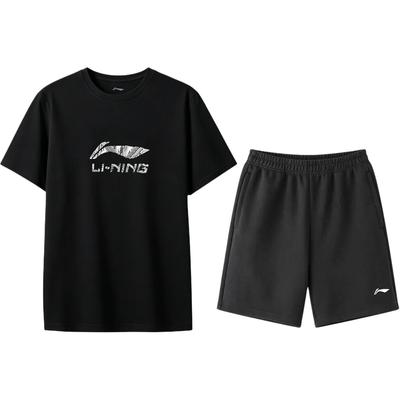 Summer Cotton Lightweight Round Neck Short Sleeve Shorts Logo Casual Trend Classic Sports Suit Men Suit ATSW959-1+AKSW623-1