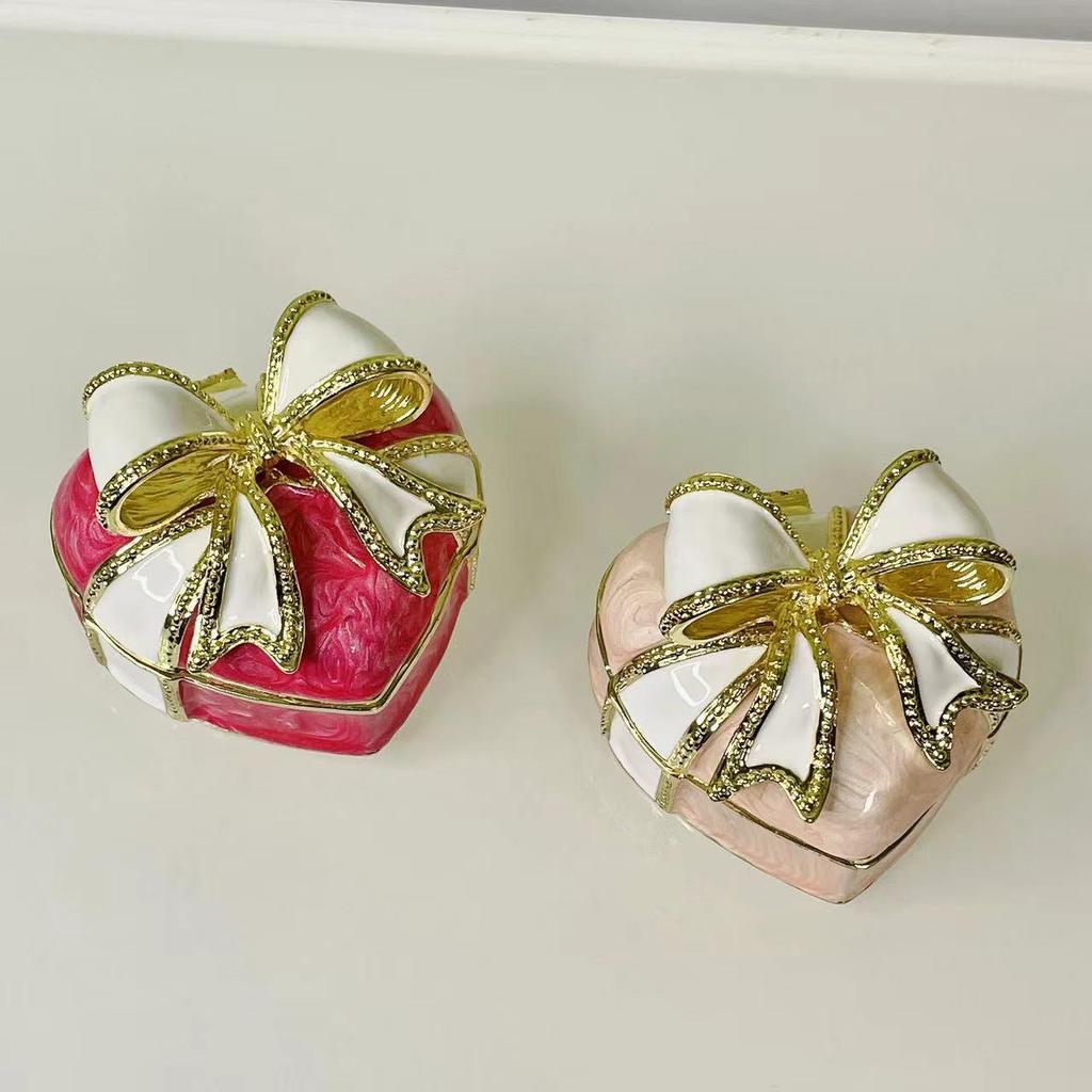 Cloisonné Enamel Bowknot Princess Jewelry Box - Heavy Duty Wedding Ring Storage