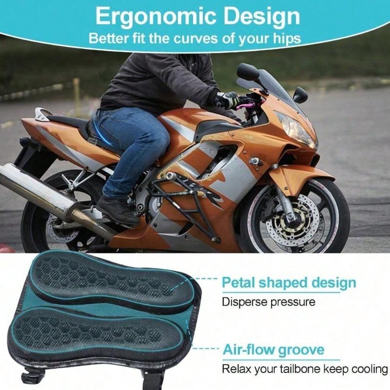 3D Honeycomb Motorcycle Seat Pad - Gel Cushion Breathable Mesh Universal Shock-Absorbing for Long Rides