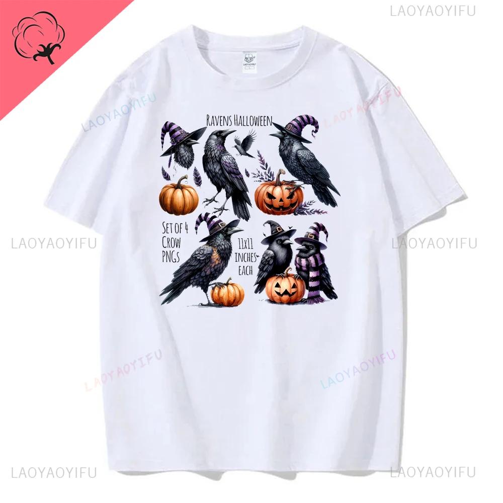 Women Ghost Pumpkin Bat Print Round Neck Pullovers Funny Halloween Costume Cotton Shirt Graphic T Shirts Y2k Top Harajuku Tops