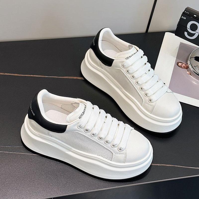 Mesh Breathable Platform White Shoes Women's Fashion All-Match Summer Casual Sneakers Real Platform Shoes Women