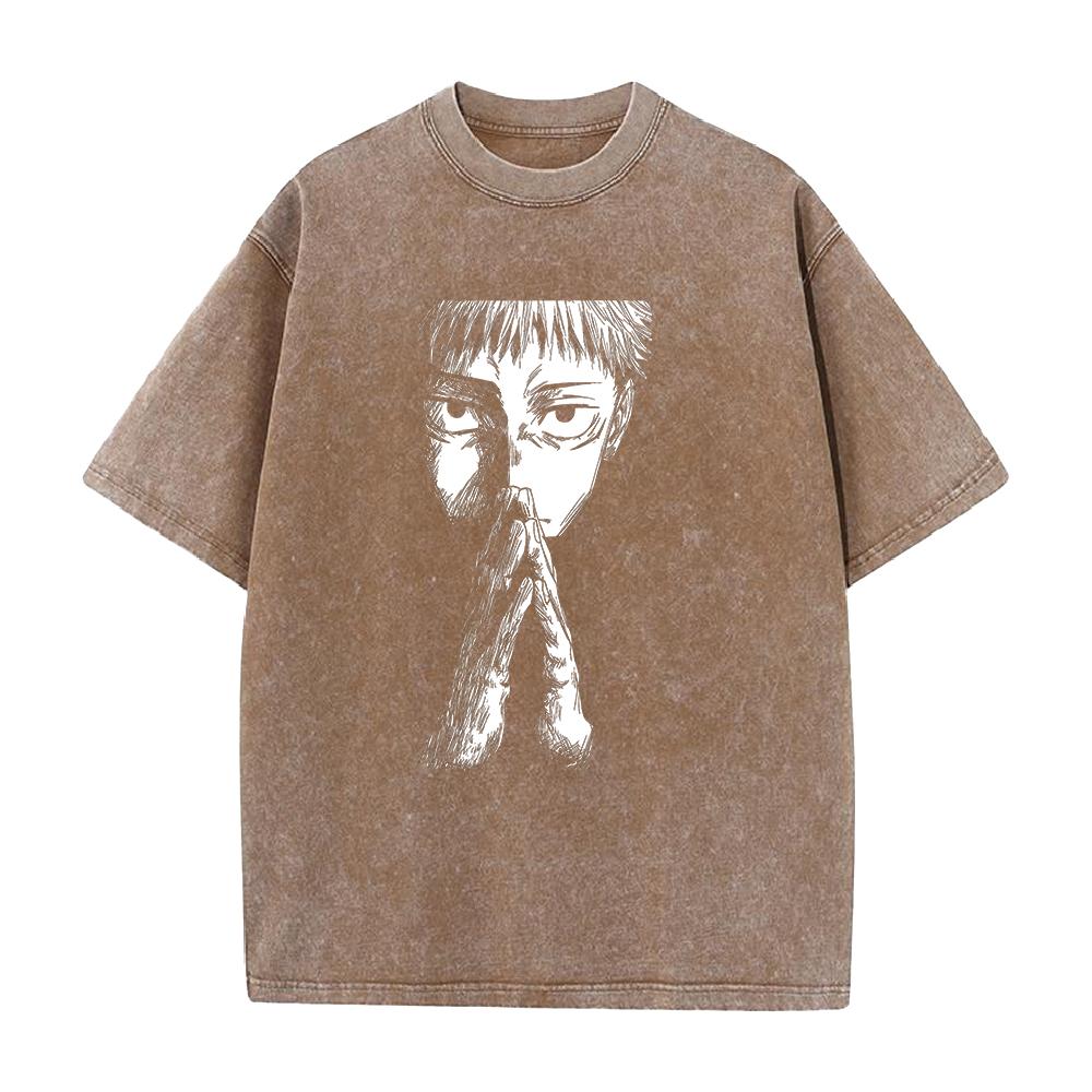 Itadori Yuji Jujutsu Kaisen Clothing Men Short Sleeve Manga T-shirts Vintage Washed T Shirt Casual Cotton Tee Harajuku Tshirt