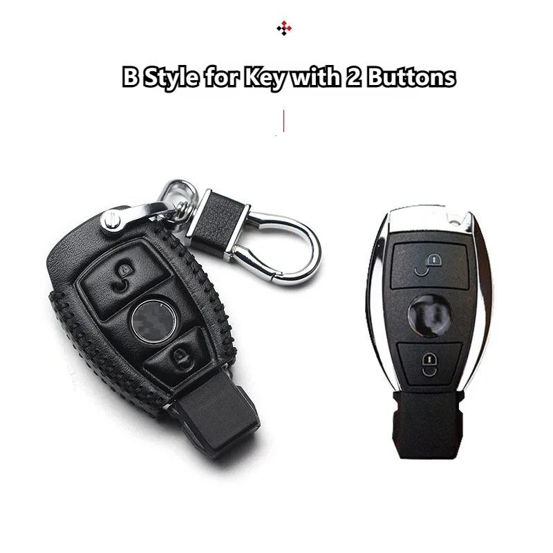 Genuine Leather Car Key Cover Keychain Case for Mercedes Benz CLS CLA GL R SLK AMG A B C S Class Remote Holder Accessories