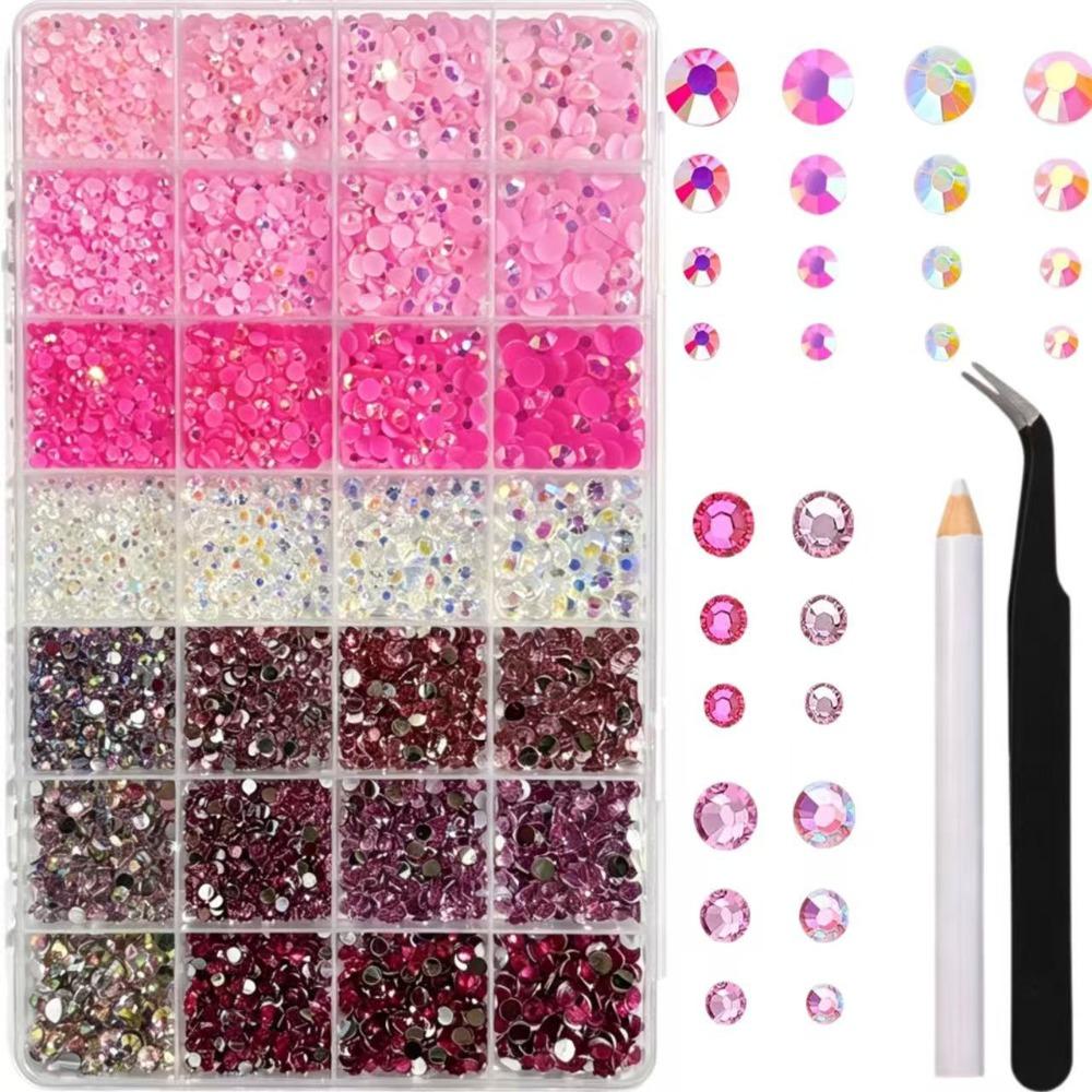 24/28 Grids Mixed Mini Christmas Gems Nail Charms Luxury Flatback Colorful Rhinestones Nail Art