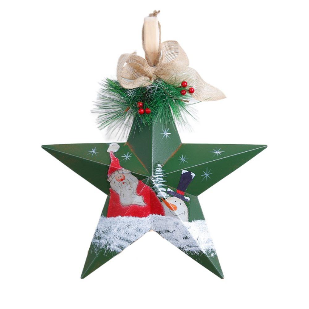 Iron Christmas Tree Decoration Pendant Old Man Snowman Pattern Hanging Ornament Door Display