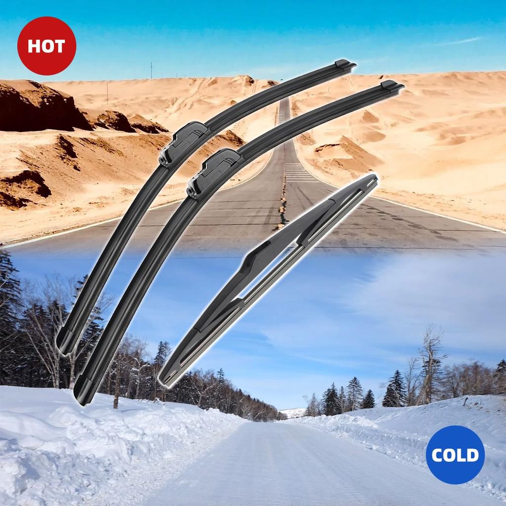 3PCS For Ssangyong Kyron Facelift 10 2007-2011 22"+19"+12" Front Rear Wiper Blades Windshield Windscreen Window Cutter Accessories 2008 2009 2010 2011