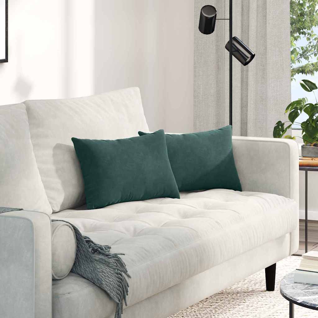 Sofa Cushions 2 Pieces Dark Green 50 X 30 Cm Cord Fabric