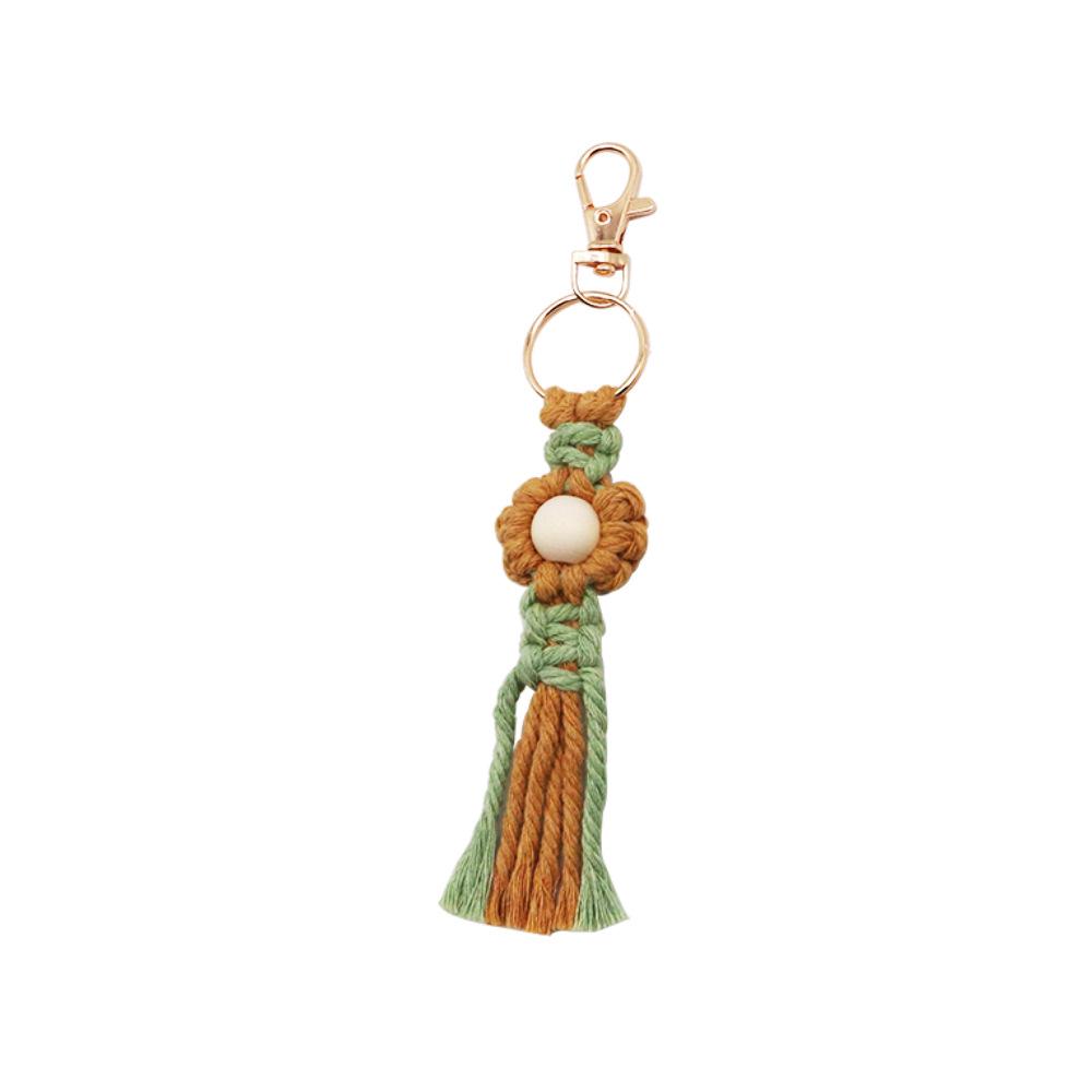 Hand-Woven Cotton Rope Flower Keychain Ornament
