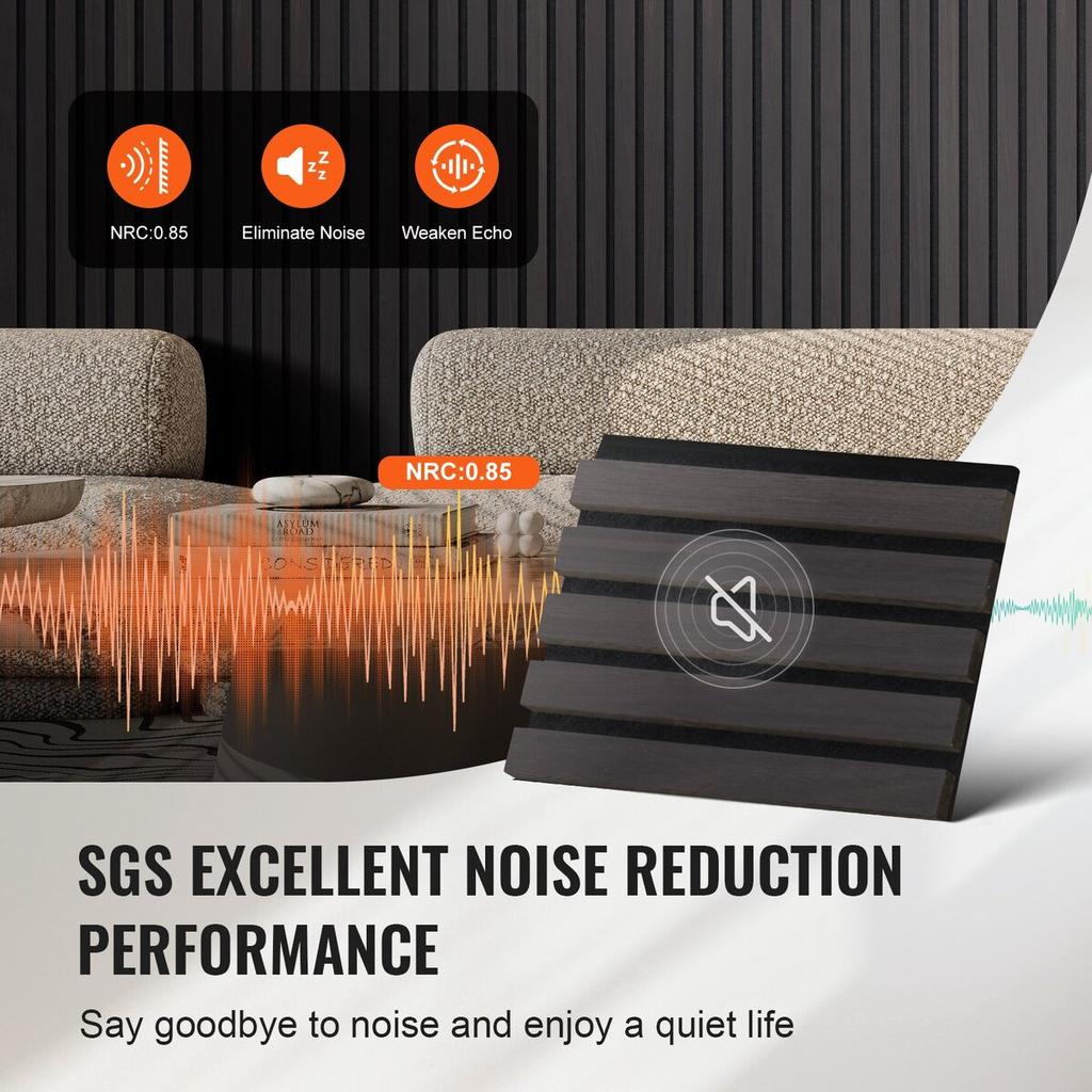Wood Slat Acoustic Panels 7.9 X 94.5 Inch for Modern Wall Decor Black Oak